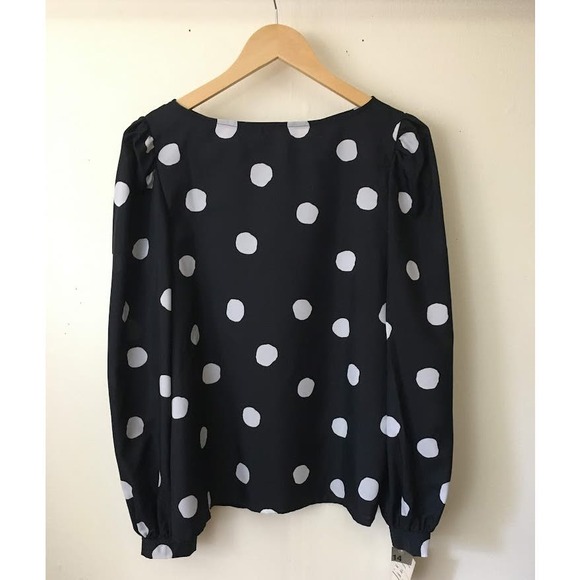 Vintage 80s secretary top size 14 polka dots new old stock puff sleeve - Picture 2 of 12